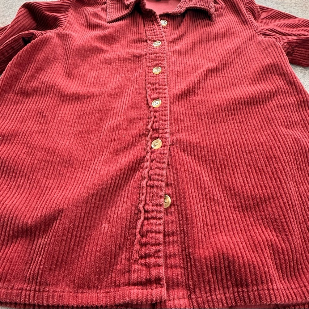 NorthStyle Corduroy Button Front Shirt Deep Red Size Medium - Picture 5 of 12